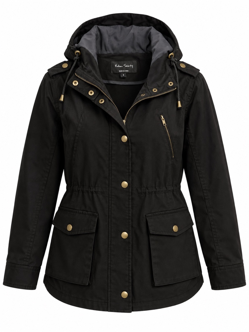 Eden Society Black Hooded Utility Jacket